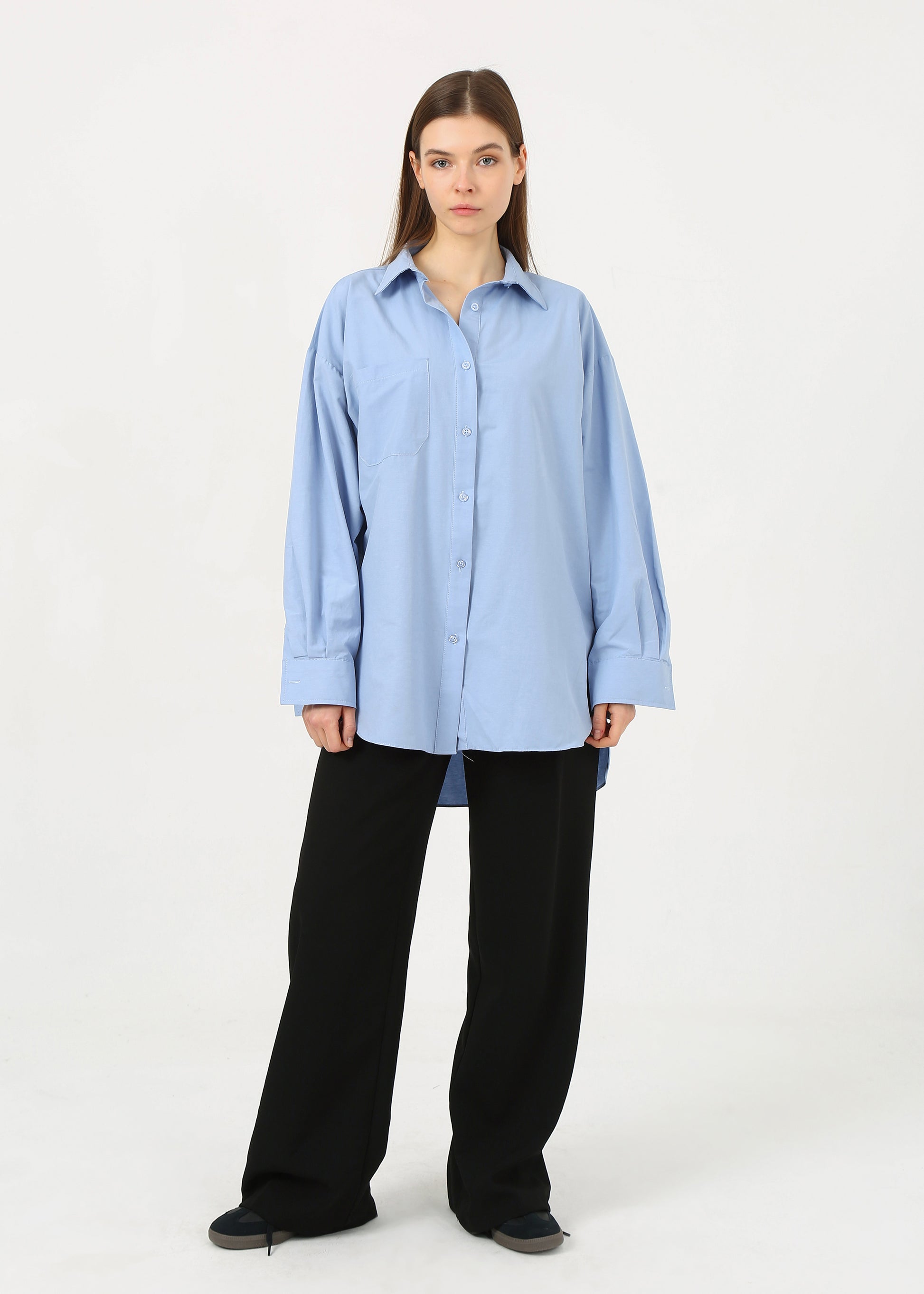 Mavi Oversize Gömlek