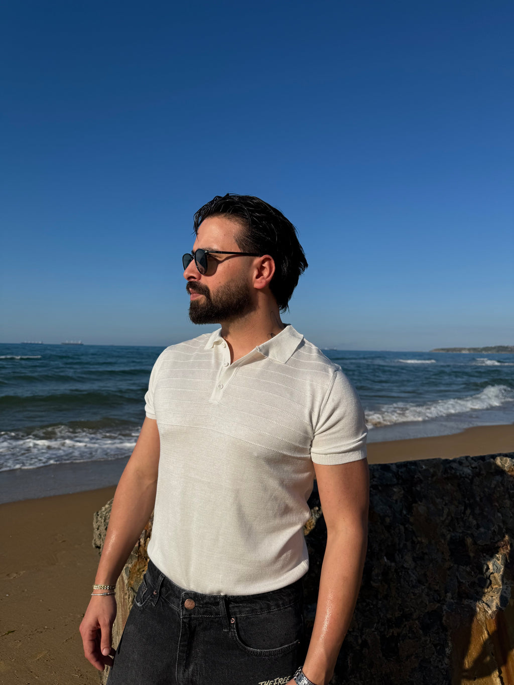BEYAZ POLO YAKA T-SHIRT