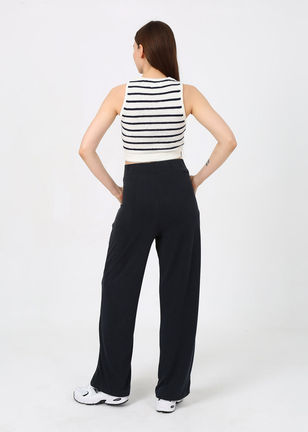 Çizgili Crop Top Triko